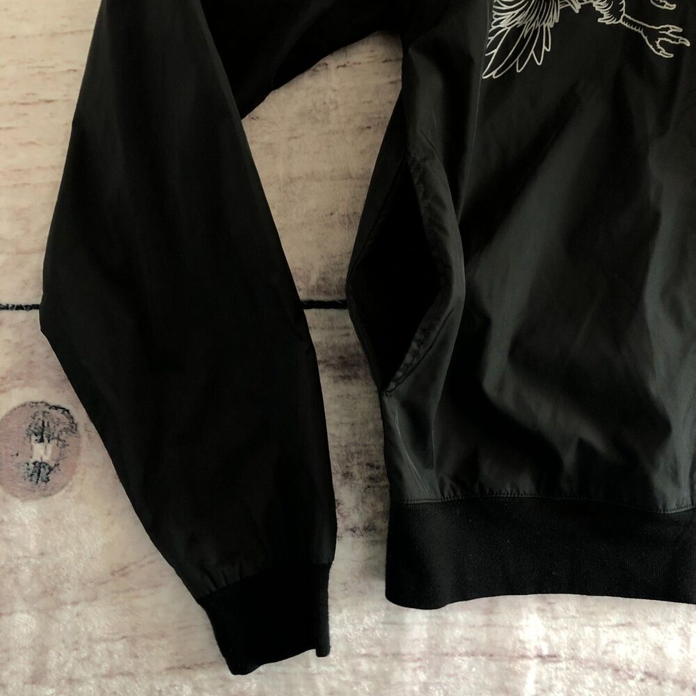 Rebel 8 Jacket Mens Medium Black Bomber Windbreaker Roosters Vintage - Picture 5 of 11